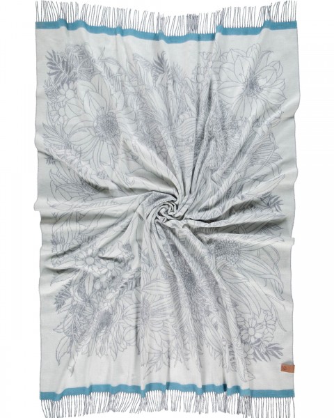 Sustainability Edition - Cashmink-Decke mit Blumen-Design - Made in Germany off white