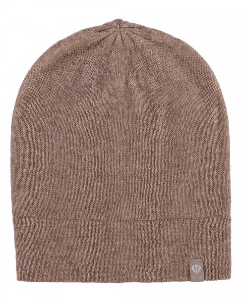 Knitted cap in pure cashmere taupe One Size