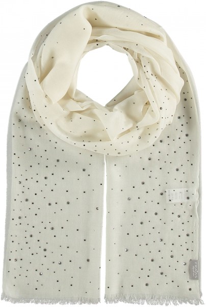 Stole with rhinestones in cashmere blend off white