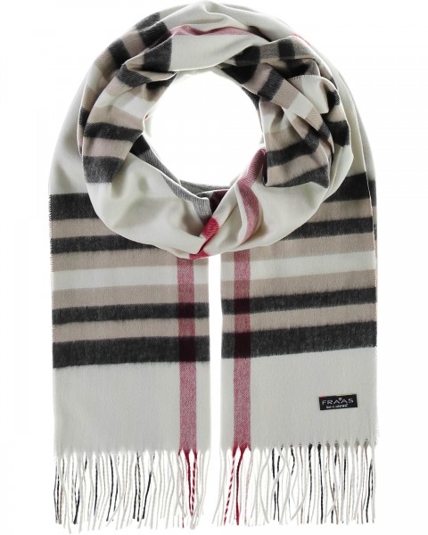 Wide Cashmink scarf with FRAAS Plaid Check - Made in Germany off white One Size