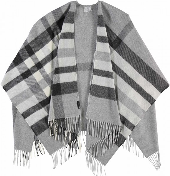 Poncho with FRAAS Plaid made of polyacrylics - Made in Germany lt.grey