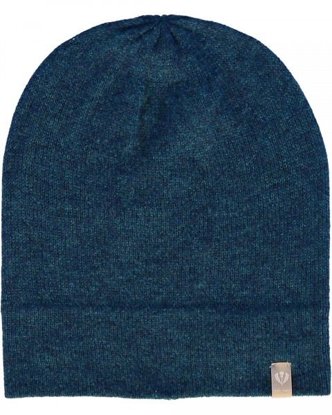 Knitted cap in pure cashmere petrol One Size