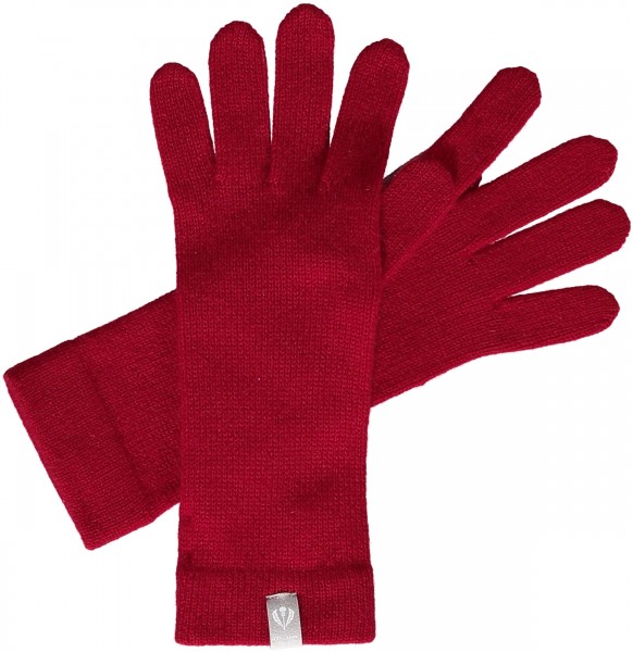 Knit gloves in pure cashmere red One Size