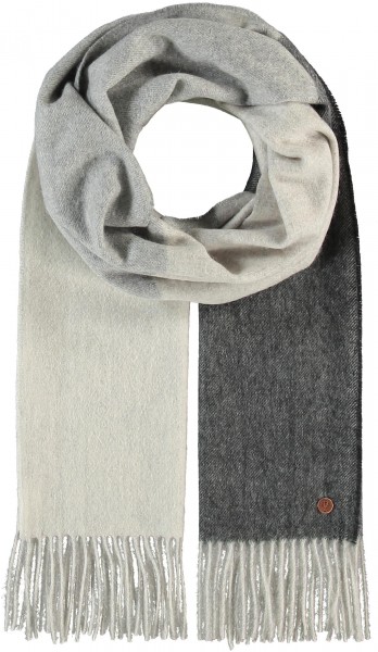 Cashmere Scarf with block stripes pure grey