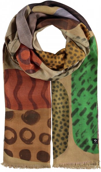 Sustainability Edition - Schal mit buntem Kieselstein-Design - Made in Italy khaki green