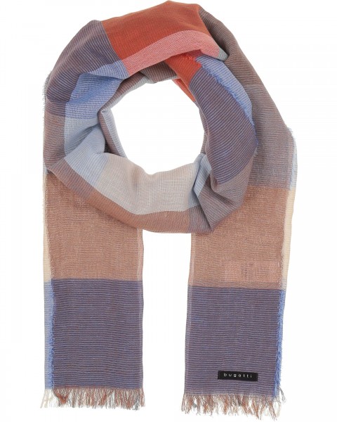 Lightweight scarf with block check blue One Size