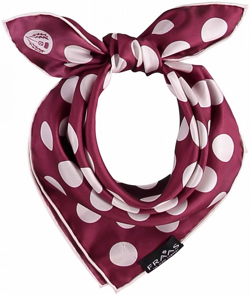 Classic square with polka dot print, in pure silk wine One Size