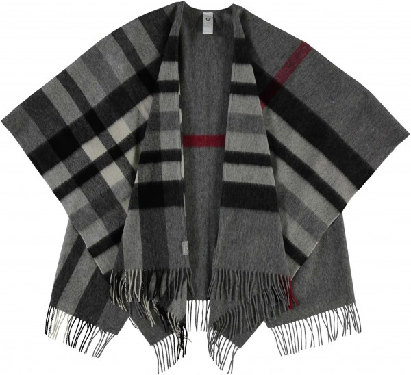 Poncho with FRAAS Plaid made of pure wool grey One Size