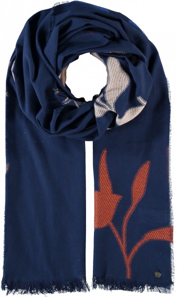 Sustainability Edition - Stole with leaf-design in cotton blend parisian night