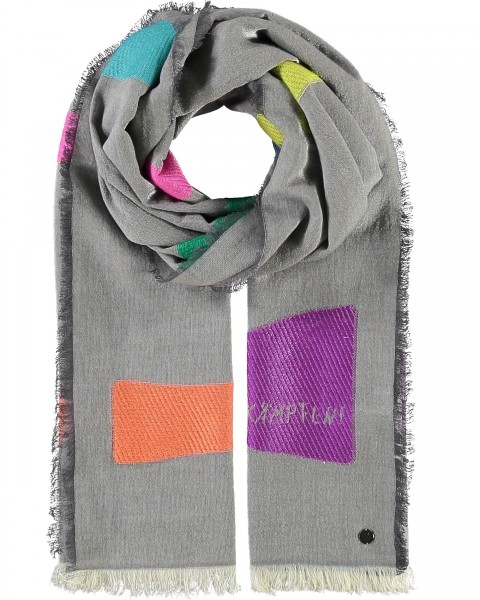 Stole DU MUSST KÄMPFEN! with rainbow-stripes made of cotton grey One Size