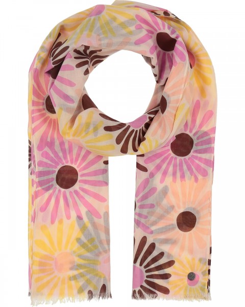 Cotton scarf with flower-print