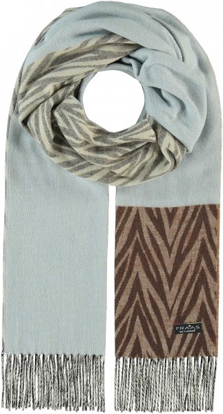 Sustainability Edition - Cashmink®-Scarf with zebra-design - Made in Germany bleached denim