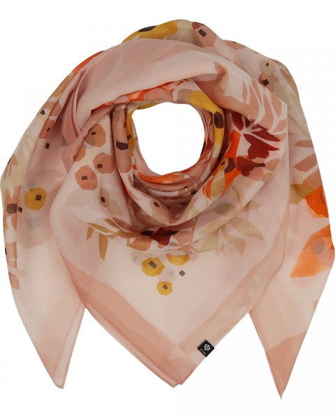 Floral square in silk blend nougat One Size