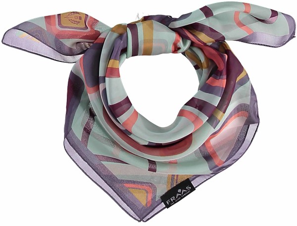 Neckerchief with geometric print made of pure silk