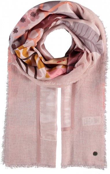 Patchwork stole with flower-print in silk blend