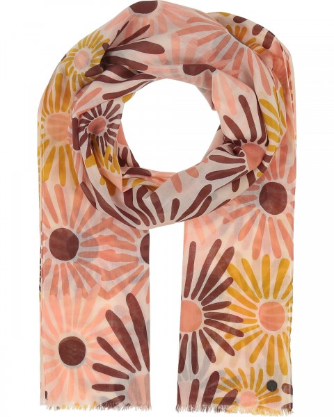 Cotton scarf with flower-print