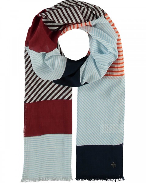 Cotton scarf with colour blocking design