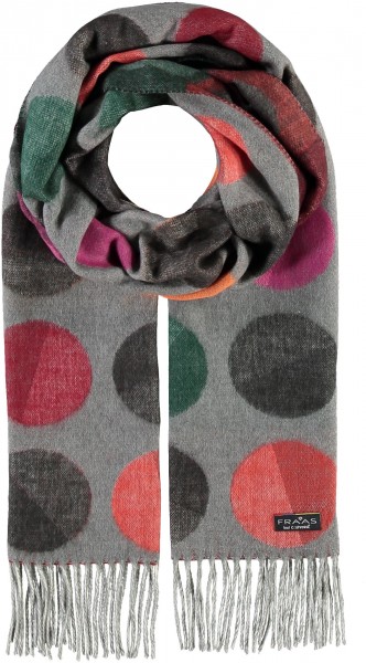 Cashmink Scarf with XXL dots - Made in Germany lt.grey