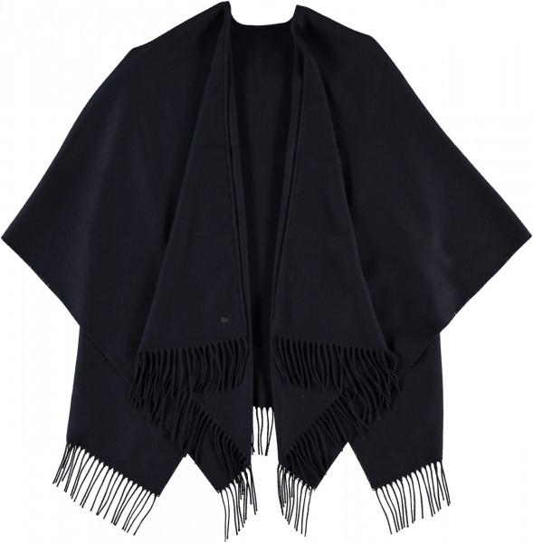 Unicoloured poncho made of pure polyacrylics - Made in Germany navy