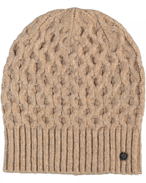 Knitted beanie with honeycomb-pattern in wool blend