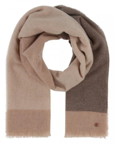 Delicate stole with block stripes made of pure cashmere cream One Size