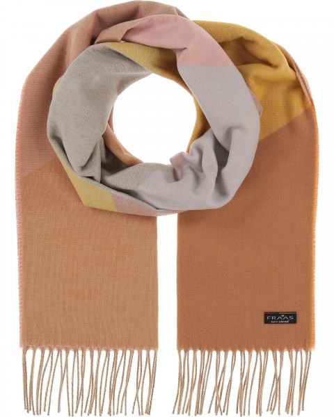Cashmink-scarf with geometric colour block design