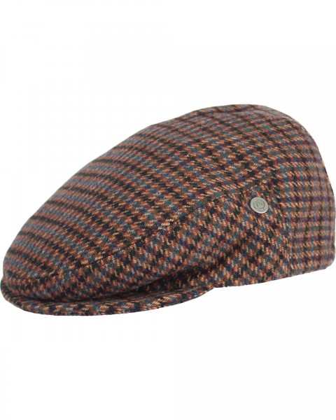 Chequered flat cap in wool blend