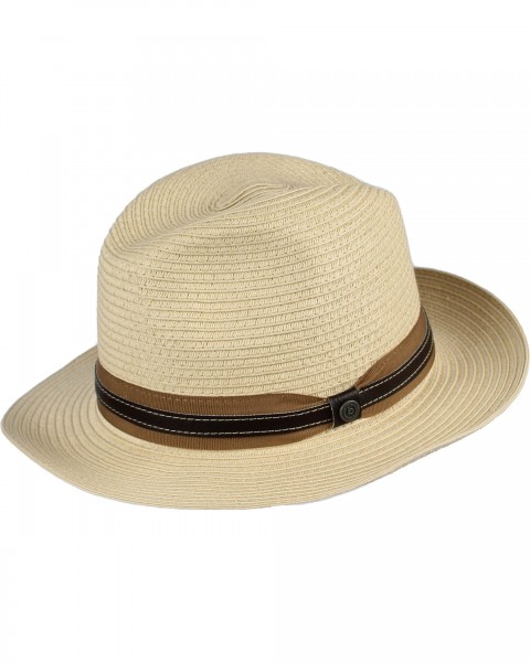 Einfarbiger Sommer-Fedora mit Leder-Hutband