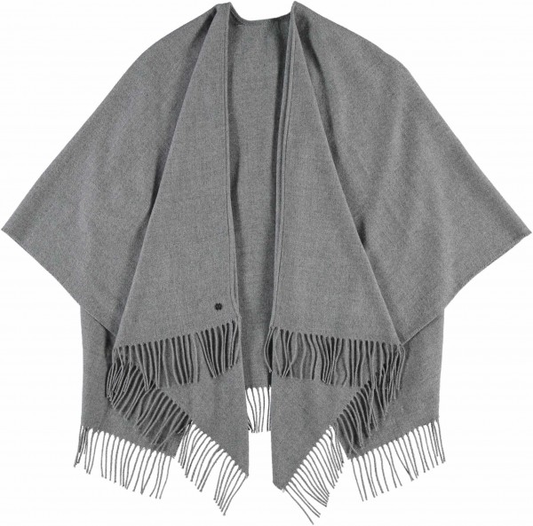 Unicoloured poncho made of pure polyacrylics - Made in Germany morning grey