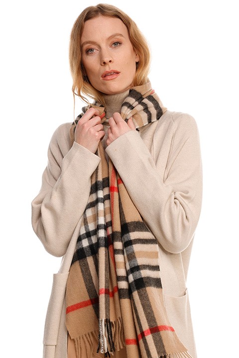 Pure cashmere scarf with FRAAS Plaid