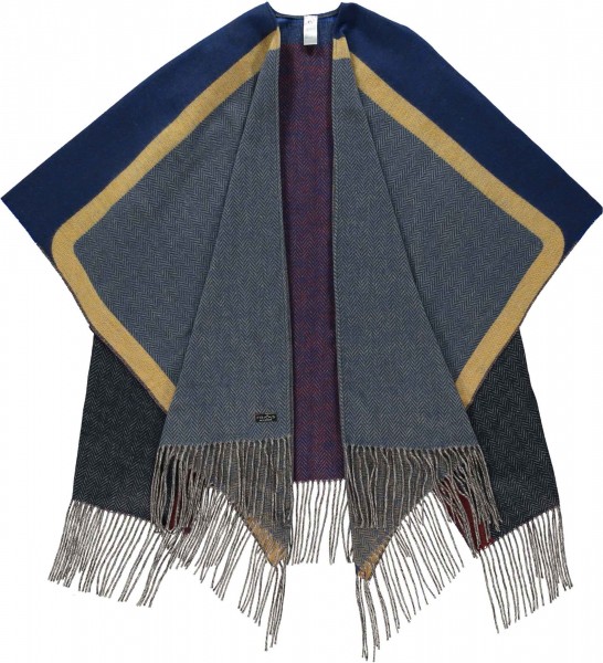Sustainability Edition - Cashmink-poncho with herringbone-design - Made in Germany parisian night