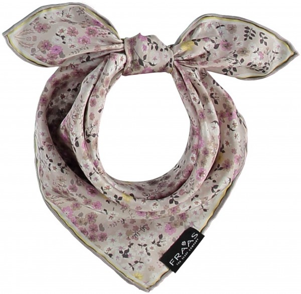 Neckerchief with flower-print made of pure silk