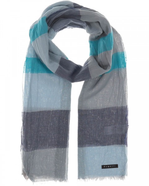 Cotton scarf with stripes denim One Size