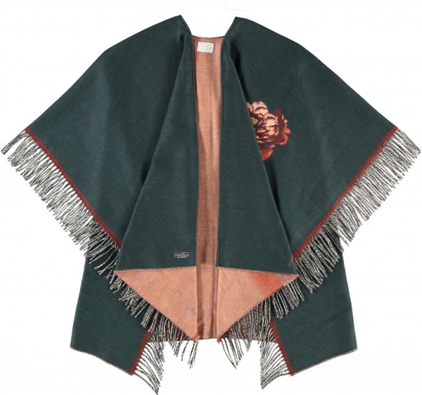 Cashmink® poncho with fringes - Made in Germany