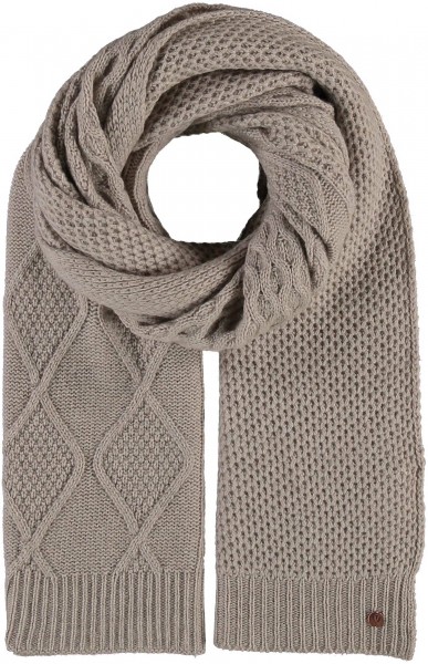 Chunky knitted scarf in cashmere blend taupe